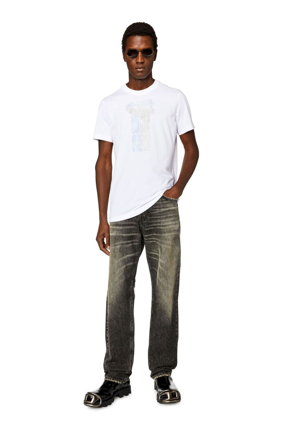 Herren Diesel T-Shirts | T-Diegor-K68 Weis