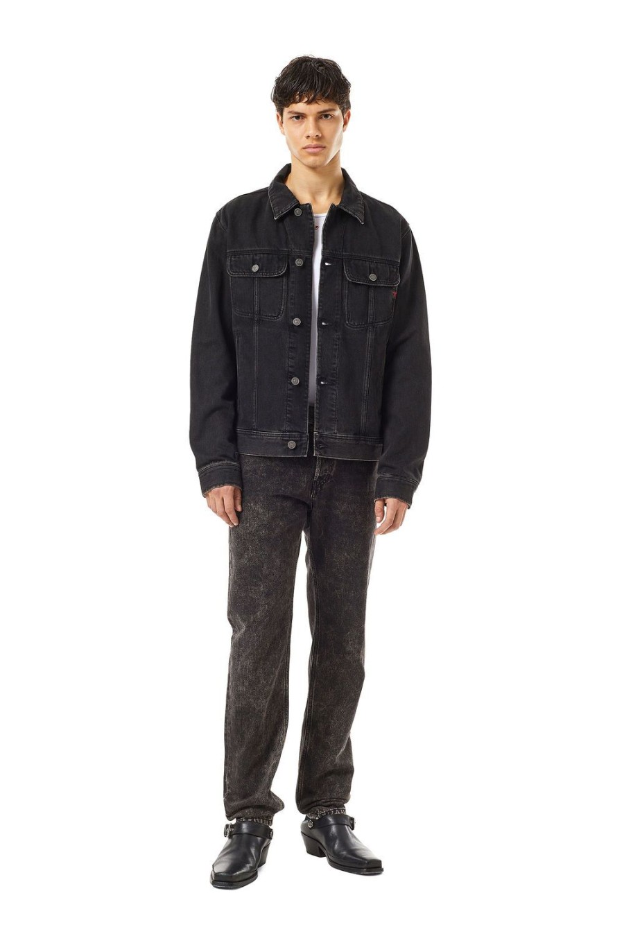 Herren Diesel Jacken | D-Barcy Trucker Jacket Schwarz/Dunkelgrau