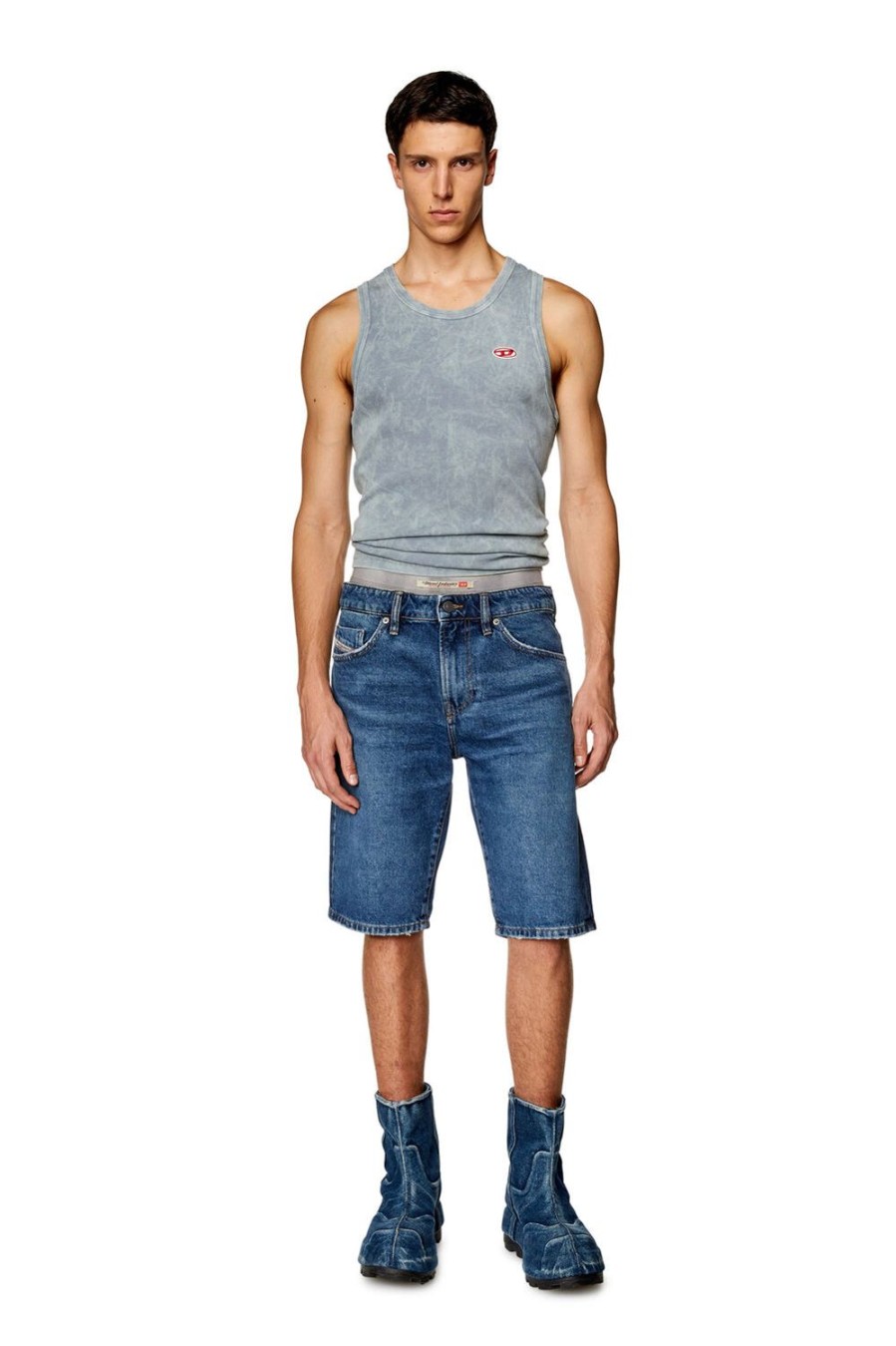 Herren Diesel Hosen Und Shorts | Slim-Short Mittelblau