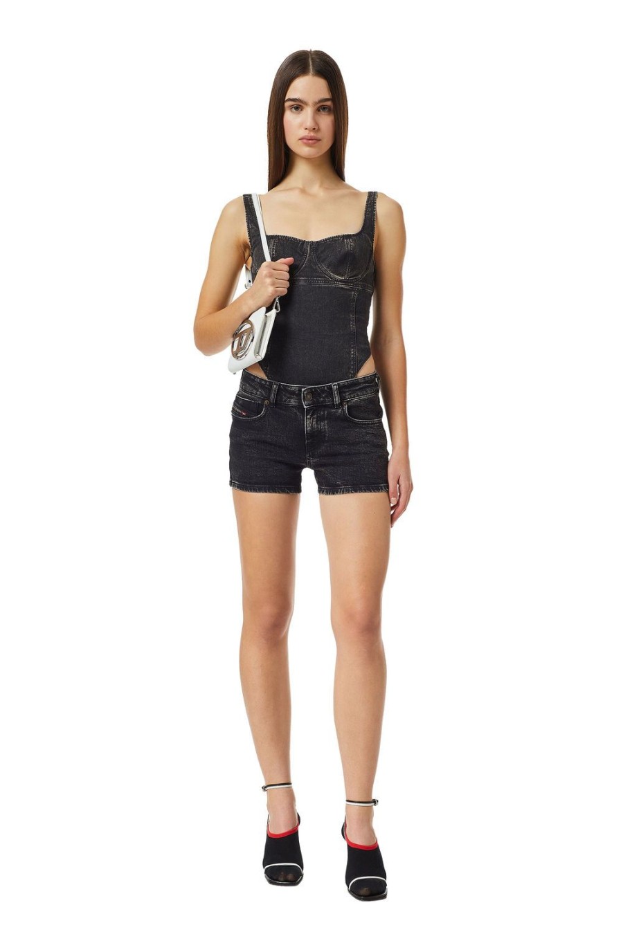 Damen Diesel Hosen Und Shorts | De-Lyla Short Pants Schwarz/Dunkelgrau