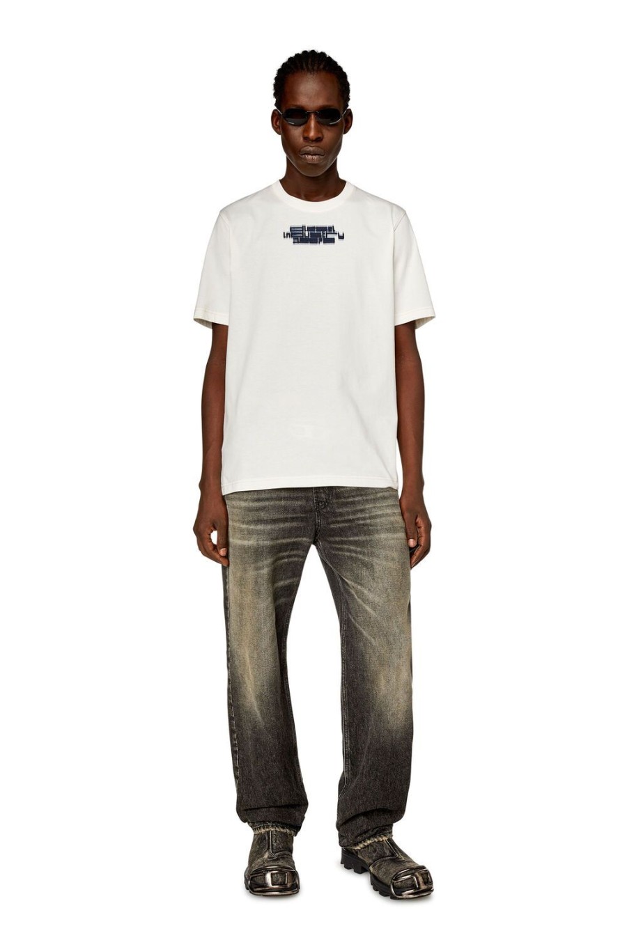 Herren Diesel T-Shirts | T-Just-Slits-N6 Weis