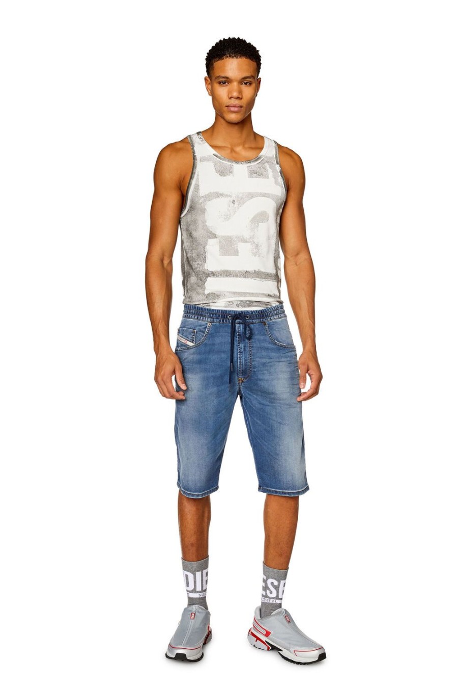 Herren Diesel Hosen Und Shorts | 2033 D-Krooley-Short Jogg Mittelblau