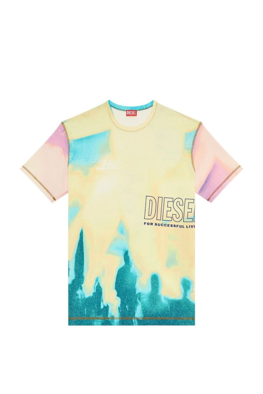 Herren Diesel T-Shirts | T-Wash-Color Gelb